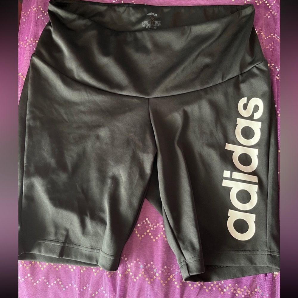 Adidas High Waist Black Shorts Womens 2X